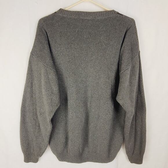 Liberty Sweaters speckled grey argyle sweater Size Med preppy grandpacore retro - Picture 2 of 6